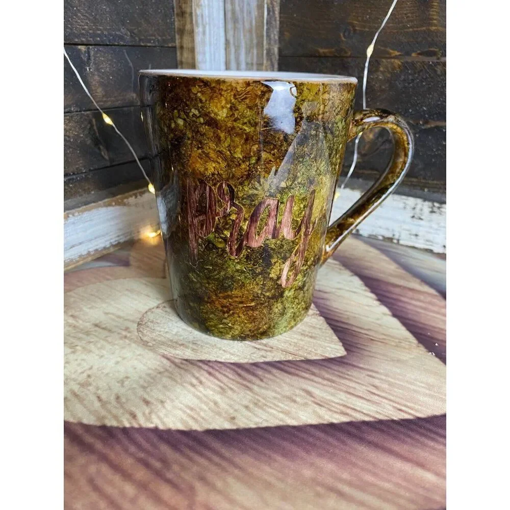 Rustic Woodgrain Camo And Faith Themed Peek A Boo Coffee Tea Cup Mug 4.5X3.5 in